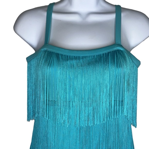 MICHAEL MICHAEL KORS Vintage Go Go Fringe Camisole Tank Top Turquoise Stretch - Picture 3 of 11